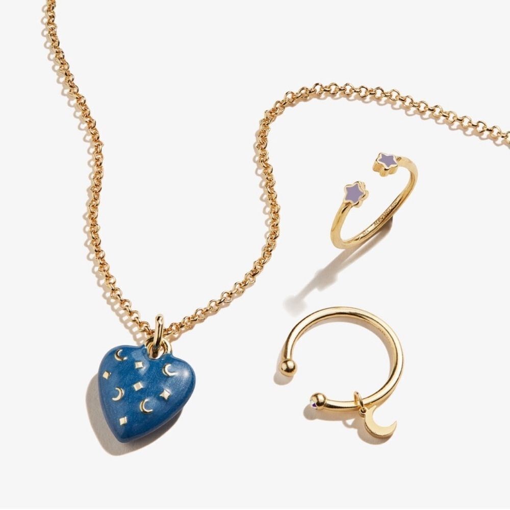 Alex and Ani Wish Upon a Star Necklace + Ring NWT Set in Shiny Gold NWT